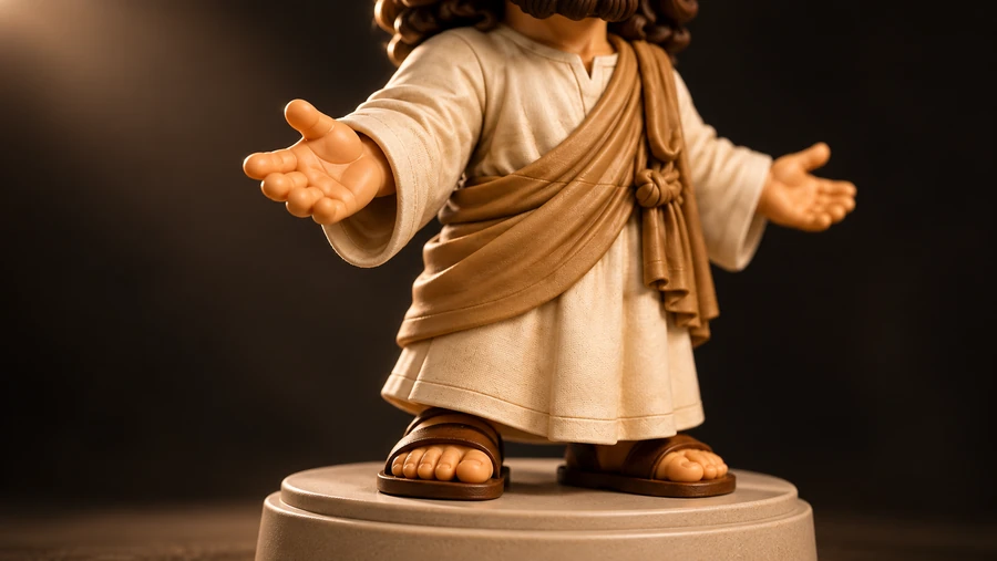Open hand and robe detail of the Jesus collectible